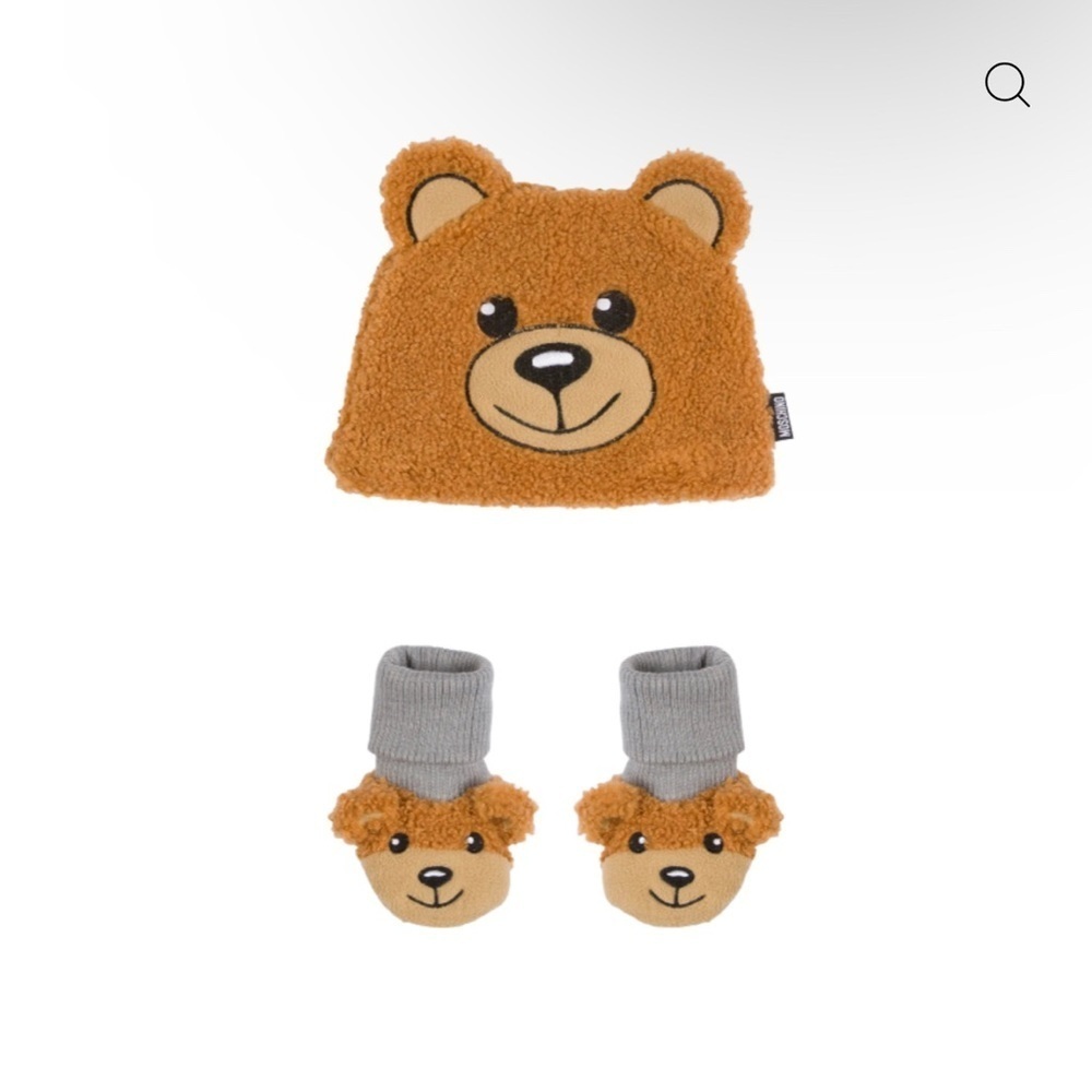 Moschino Brown Bear Hat and Booties Set